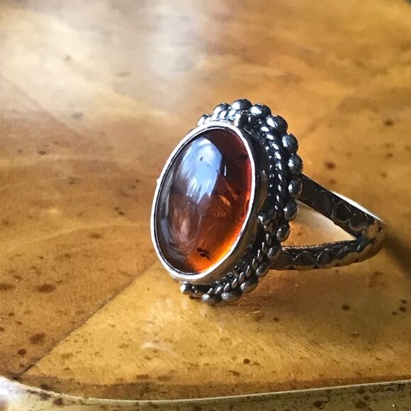 Natural Baltic Amber Sterling Silver Ring Size 7 Discounted - Picture 11 of 12